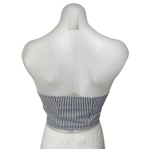 Lioness East Gate Blue Pinstripe Strapless Lace Up Corset Bustier Top Size XS - Picture 2 of 5